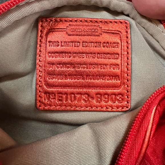 COACH Limited Edition Estee Lauder Holiday RED/ORANGE Cosmetic Makeup Bag - Picture 8 of 8